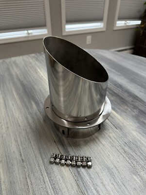 Universal Diesel Hood Stack Ring And Tip. Polished 6  Miter Cut With Hardware