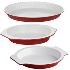 Ecocook Red Aluminium Cookware Roasting Dish Oven Baking Tin Tray Pan Ceramic
