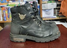 Harley Davidson Women's Black Leather Motorcycle Boots Metal Accent 81641 Sz 7