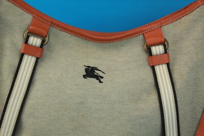 BURBERRY BLUE LABEL Gray Brown Canvas Leather Crosssbody Bag