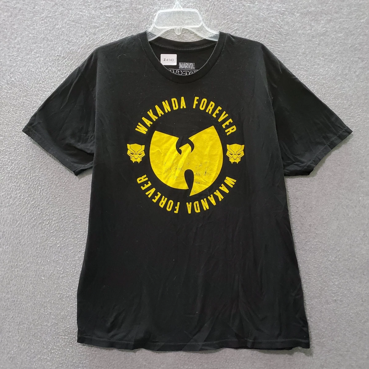 Marvel Men T Shirt XL Black Wu Tang Wakanda Forever Black Panther Logo Adult Tee