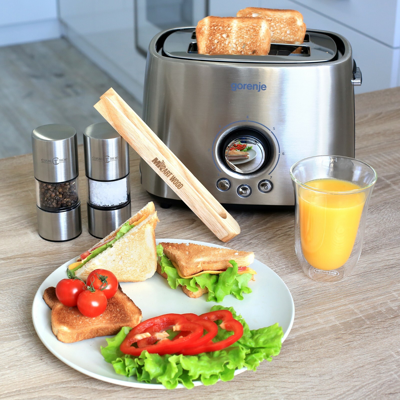 Wooden Toaster Tongs 8.7" Kitchen Accessory for Cooking Bread