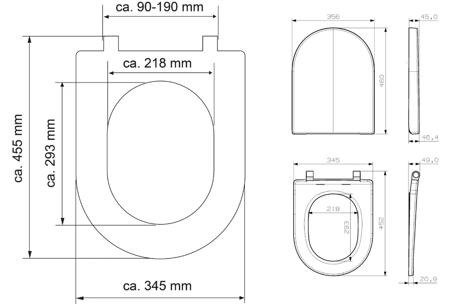 D-Form WC Sitz Soft-Close, Edelstahl Scharniere, antibakteriell - Bild 4 von 4