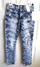 Mens Southpole Size 30 x 30 Skinny Jeans Marble Light Blue Faded Distressed Flex