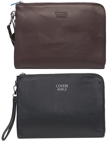 Pochette in Pelle Borsa a Mano e Polso Uomo COVERI Borsello a Busta Nera  Marrone | eBay