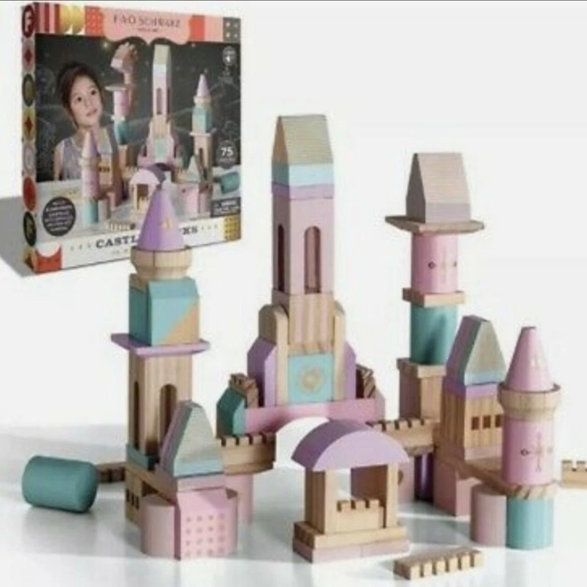 Wooden castle 2024 building blocks