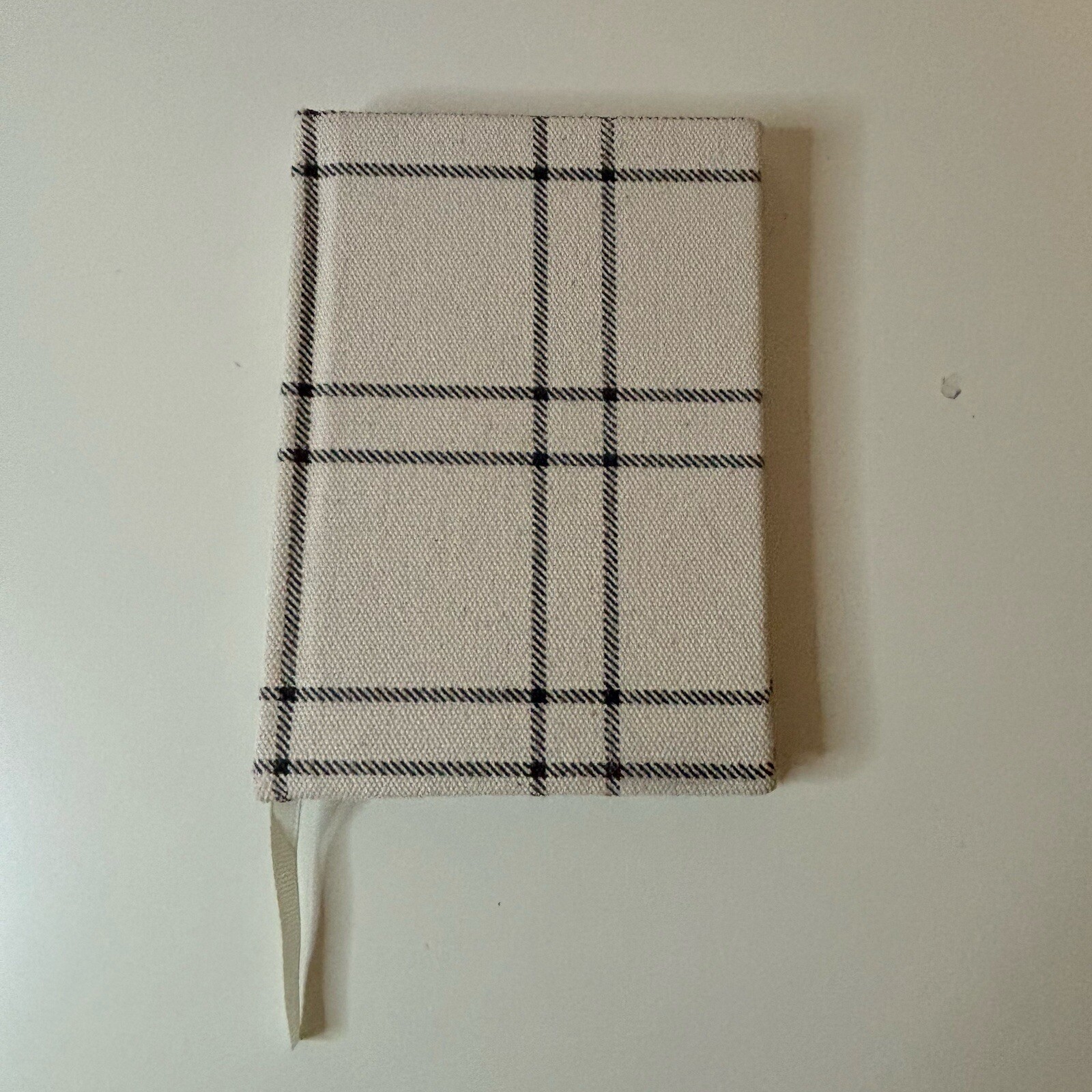 Typo Public Library Canvas Neutral Plaid Notebook with Ribbon-image