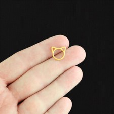 8 Cat Outline Gold Tone Charms 2 Sided - GC123