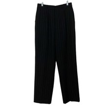 Vintage Ralph Lauren 100 Wool Lined Black Pin Striped Pleated Pants 10 USA