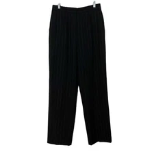 Vintage Ralph Lauren 100% Wool Lined Black Pin Striped Pleated Pants 10 USA