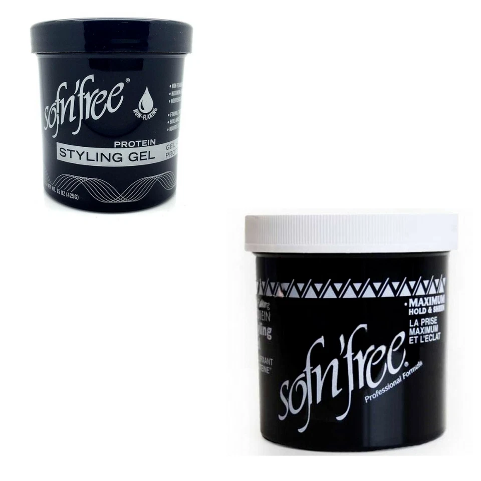 SOF N FREE NON FLAKING PROTEIN STYLING GEL BLACK -ALL SIZES-FAST UK POST!!!
