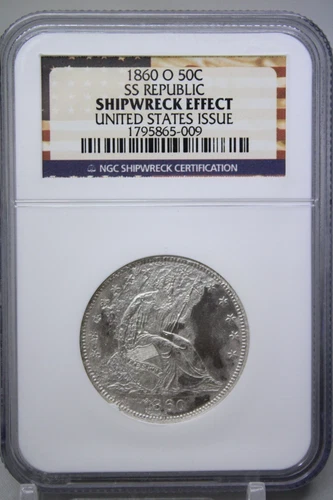 1860-O Seated Liberty Half Dollar 50C SS REPUBLIC NGC Shipwreck Effect #5009