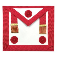 Master Mason Blue Lodge Apron White Red Moire Masonic Regalia Freemason