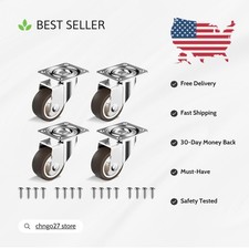 Heavy-Duty 1.5 Inch Caster Wheels - Quiet Rolling Rubber Swivel Castors Set of 4