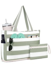 Beach Bags for Women, Large Waterproof Sandproof Beach Tote Bag with Zipper F...