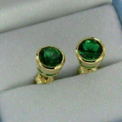 2Ctw Lab-Created Emerald Solitaire Bezel Set Stud… - image 4