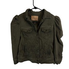 Retrofete Ada Puff Sleeve Crop Jacket Utility Streetwear Italy Army Green Sz XS
