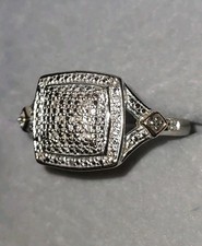 14k 925 Sterling Silver Genuine Diamond Ring-Size 7-Gift Box