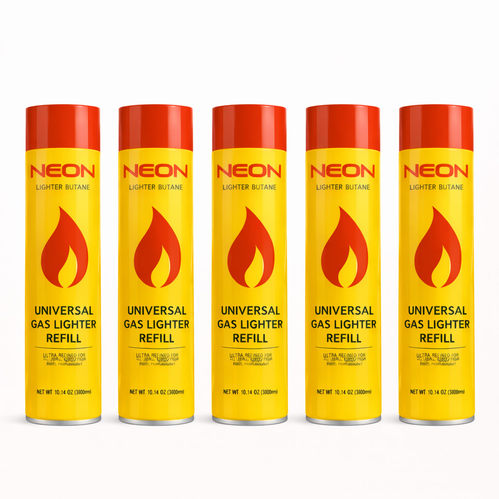 NEON Butane Gas Refil ( Pack of 5) 10.14 oz Cans Ultra Refined Universal Lighter