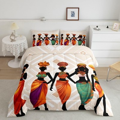 Feelyou African Woman Themed Bedding Set African Pattern Comforter Set For