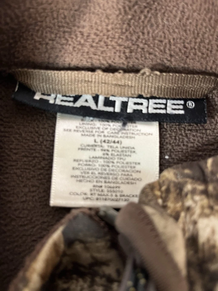 Camo Fleece Jacket Large 42-44 Realtree Max-5 Full Zip Hunting - Image 3 of 4