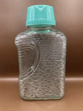 Vintage Glass Pitcher With Ridged Design And Aqua Lid