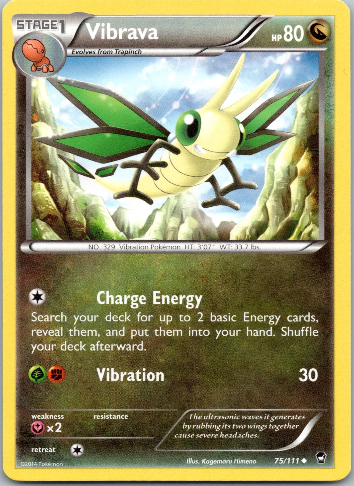 Vibrava 75/111 Uncommon Furious Fists Pokemon Lightly Played