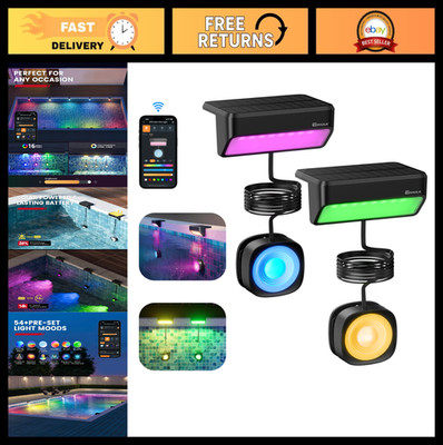 RGBW Smart Solar Pool Lights - IP68 Waterproof LED for Inground & Above Ground P