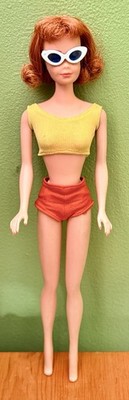 VINTAGE 1960's MATTEL REDHEAD STRAIGHT LEG MIDGE DOLL IN ORIGINAL SWIMSUIT