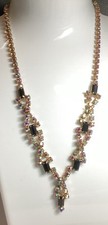 GORGEOUS 15 1/2  AB AURORA BOREALIS  BLACK RHINESTONE CHOKER NECKLACE VTG