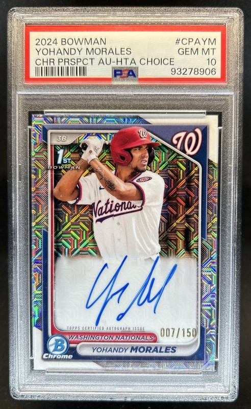2024 Bowman Yohandy Morales Chrome Auto 1st Refractor Choice #/150 PSA 10