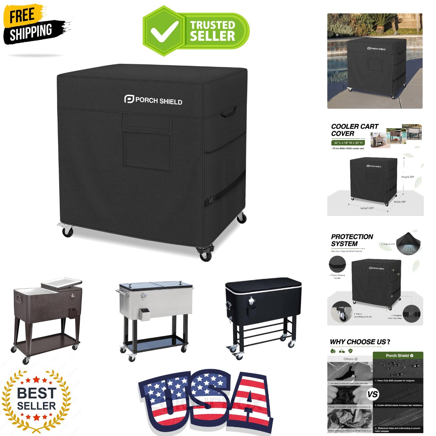Cart Cover Fits Most Patio Ice Chest Part...