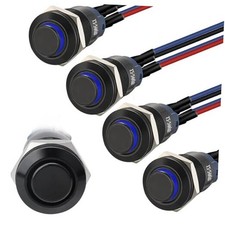 5pcs 12mm Momentary led Push Button Switch Black 12mm Black Shell/ Ring LED
