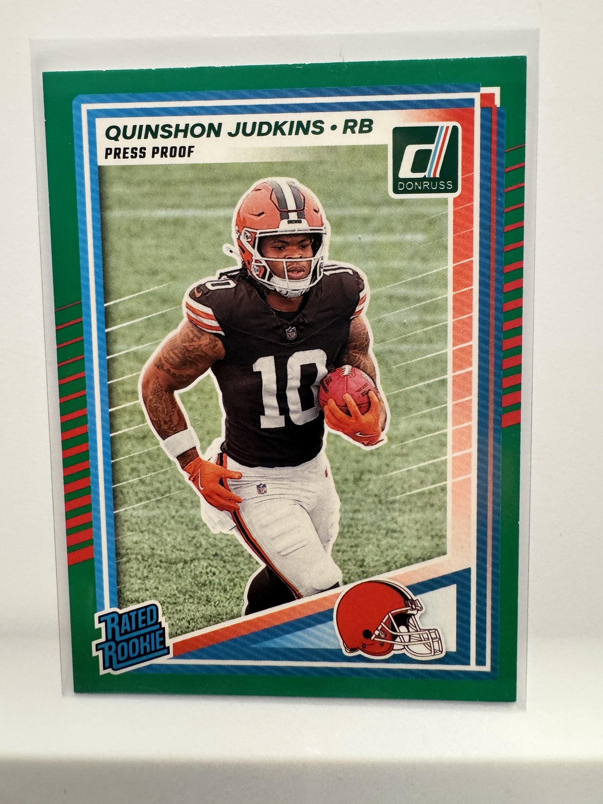 2025 Donruss #330 Quinshon Judkins Press Proofs Green