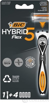 BIC Hybrid 5 Flex Herrenrasierer - Griff + 4 Minen - Titanklingen