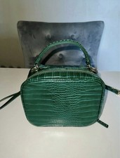 Zara Green top handle /crossbody leather croc bag
