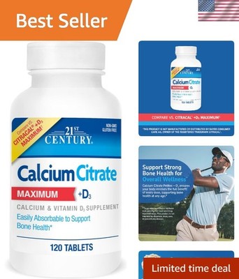 Easily Absorbable Calcium with Vitamin D3 - 120 Count Gluten-Free Tablets