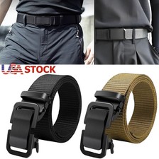2  Men's Tactical Ratchet Belt Nylon Web Belts Automatic Slide Buckle Adjustable