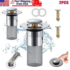 2Pcs Bathroom Sink Plug Stopper Pop-Up Drain Filter Wash Basin Core Bounce