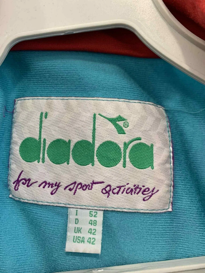 Chaqueta De Colección Diadora Track Multicolor Púrpura Verde Azulado Rojo Años 90 Retro Para Hombre Talla L/XL #89 Foto 3 de 4