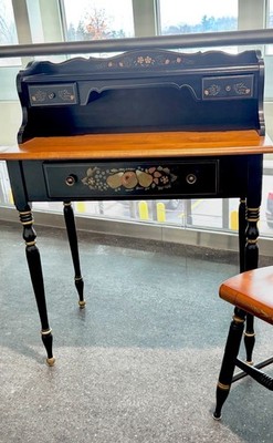 Vintage Ethan Allen Hitchcock style small writing desk and chair