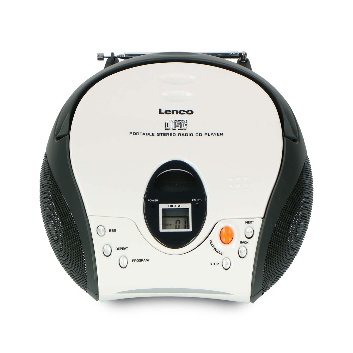 Poste radio CD portable Lenco blanc pour écouter vos disques simplement à la maison