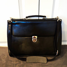 Jack Georges Black Briefcase/Document Case Push Lock Shoulder Strap