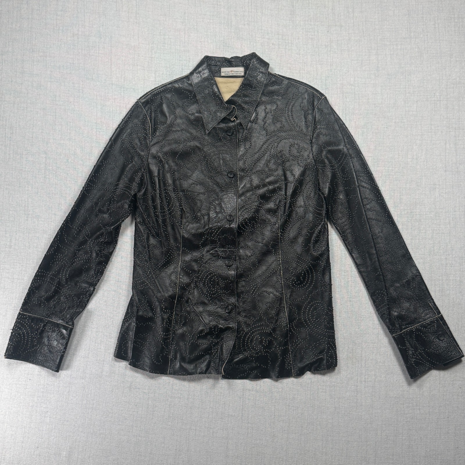 Marisa Minicucci Leather Button Front Perforated … - image 2