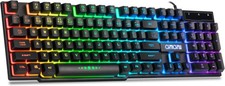 CHONCHOW Black USB Wired Gaming Keyboard RGB Backlit Mechanical Feel 104 Keys