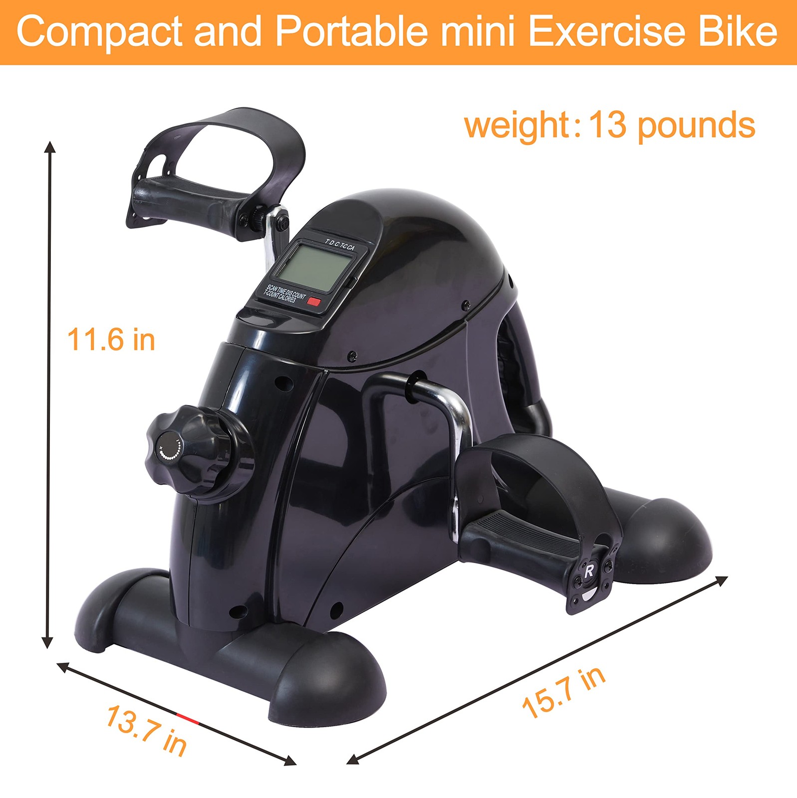 Pedal Exerciser Under Desk Bike Mini Exercise Bike for Leg and Arm Cycling Ex...