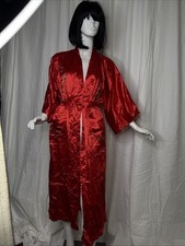 Vintage Embossed Red 100 Silk MIDI Length Chinese Robe