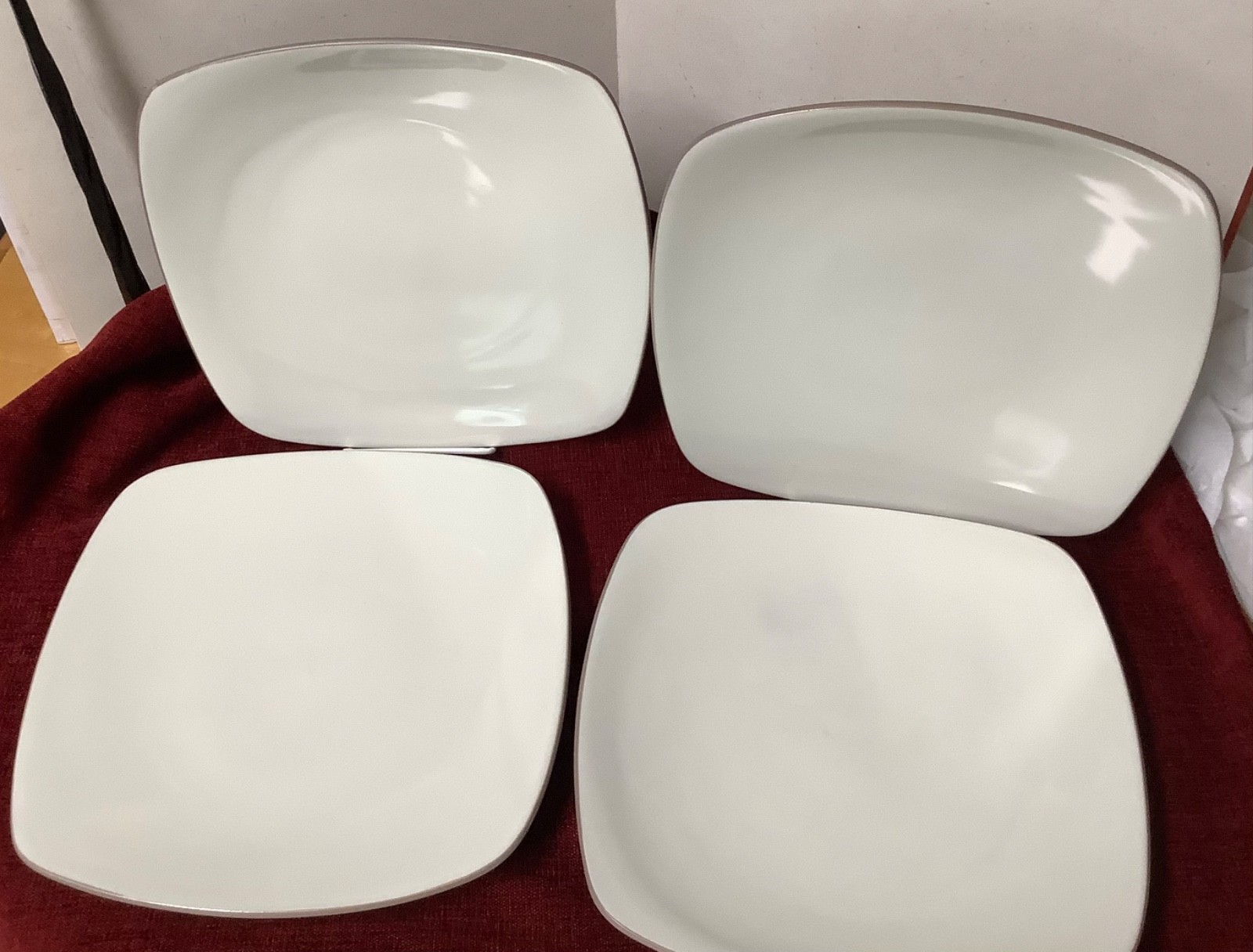 Set of 4 Noritake Stoneware #5101 Colorwave Clay: 4 Dinner Plates 10.75” Square