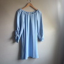 CALVIN KLEIN Women’s Ruched-Sleeve A-Line 3/4 Sleeves Dress Serene Blue 10