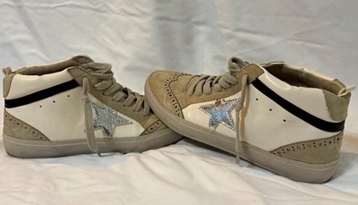 ShuShop Paulina Women s High-Top Sneakers, Size 10, Golden Goose Dupes